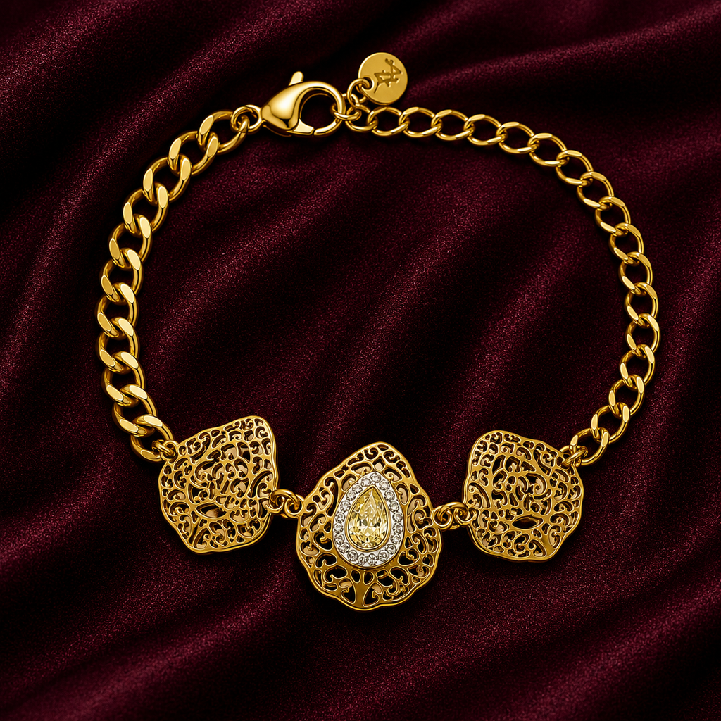 18K Vintage Filigree Statement Bracelet