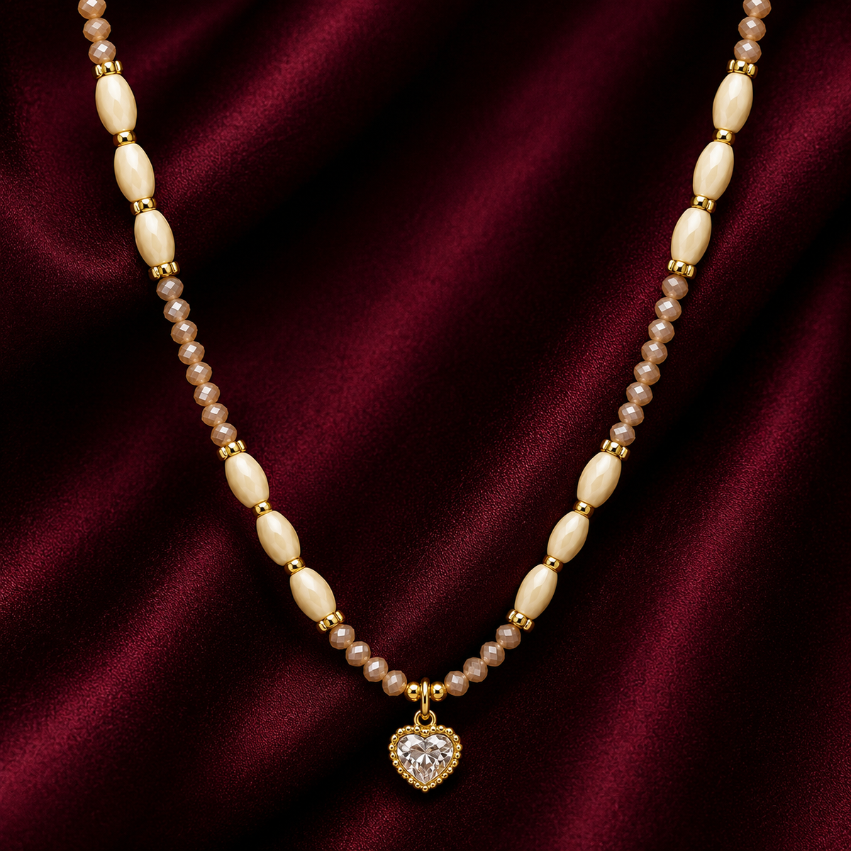 18K Heart Pearl Necklace