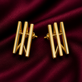 18K Triple Bar Geometric Stud Earrings