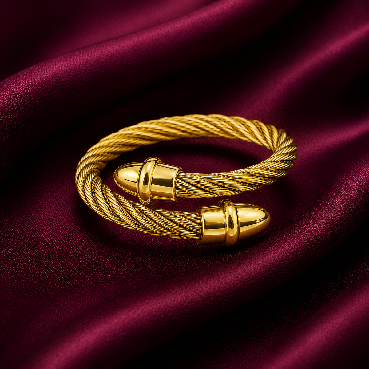 18K Twisted Cable Open Cuff Ring