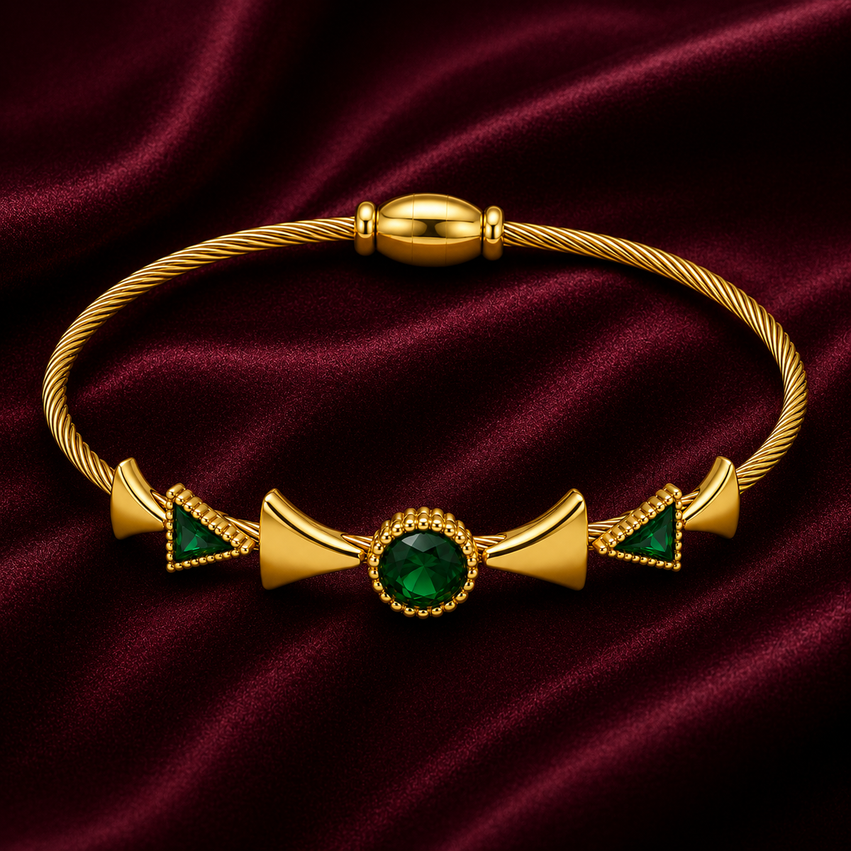 18K Emerald Crystal Cable Bracelet