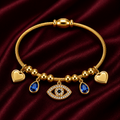 18K Evil Eye Charm Cable Bracelet