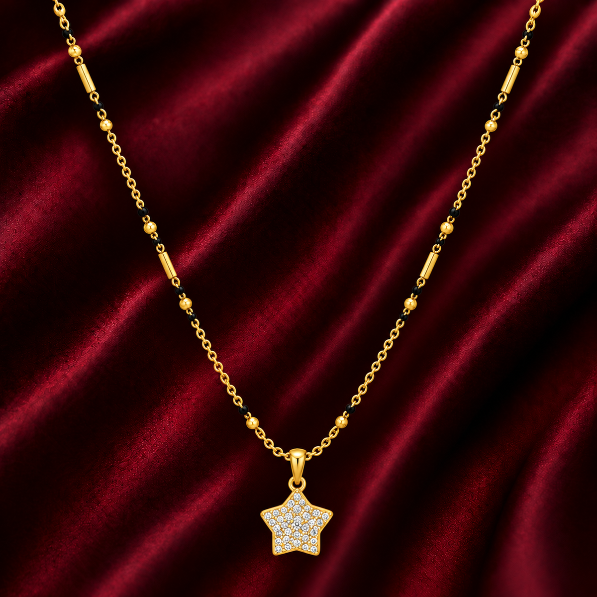18K Gold Tone Anti-Tarnish Star Pendant Mangalsutra
