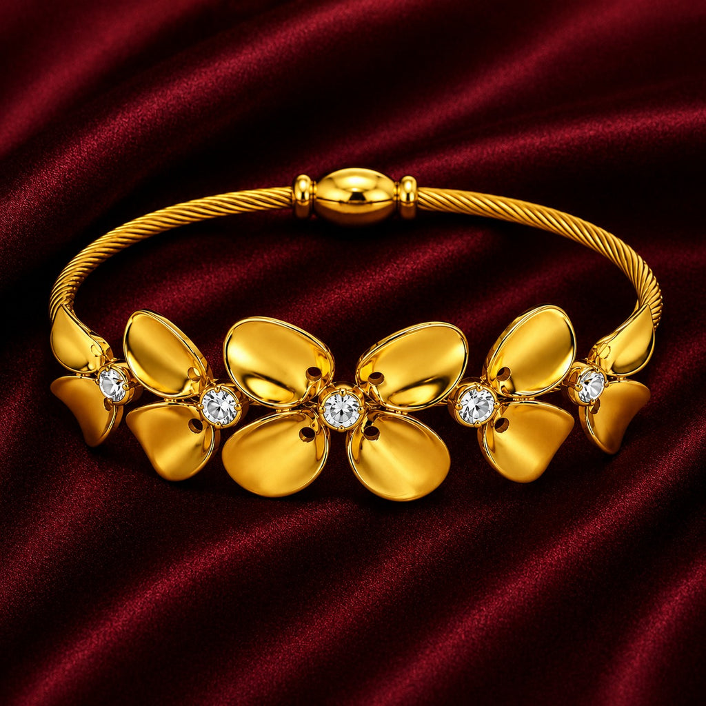 18K Floral Cable Bracelet