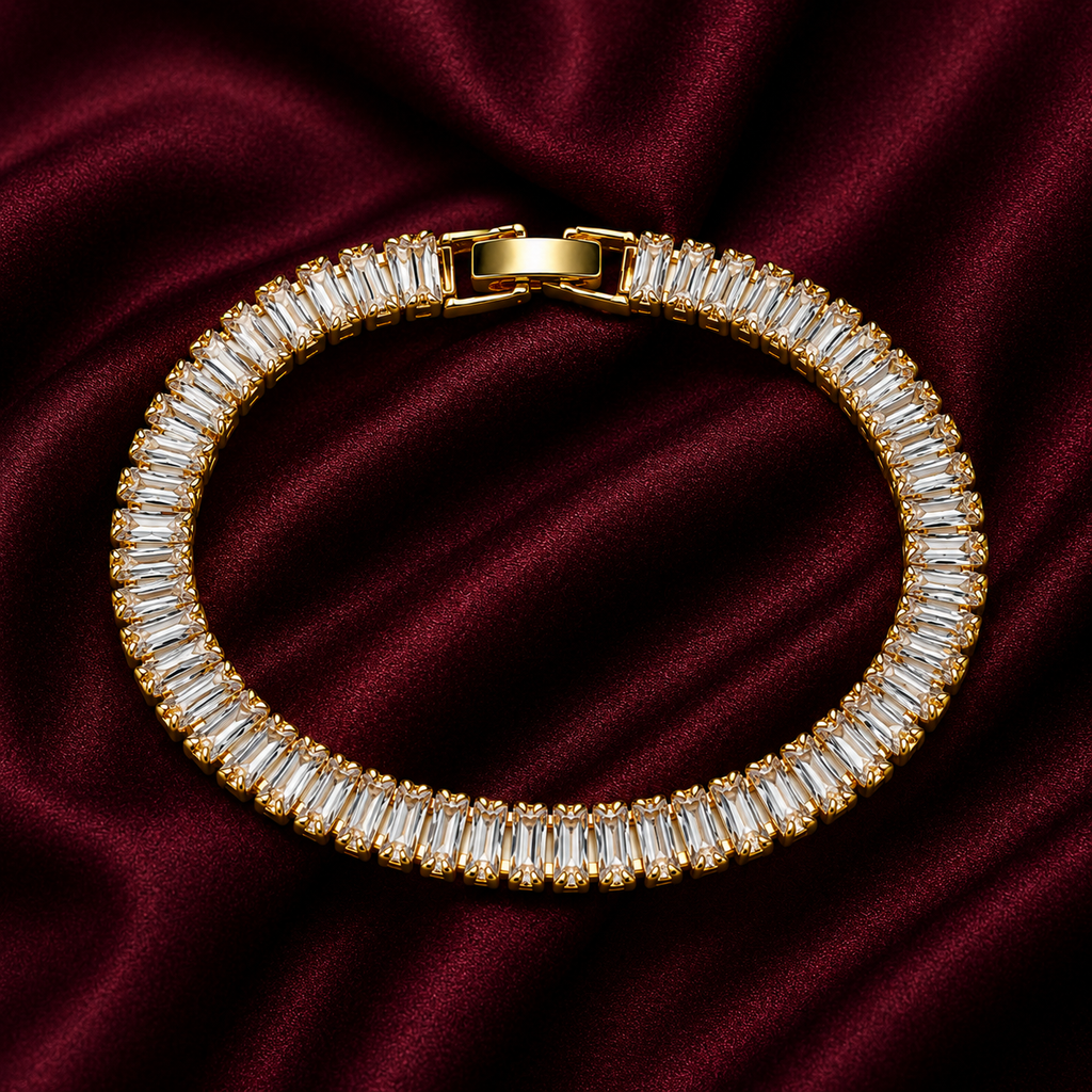 18K Baguette Crystal Tennis Bracelet
