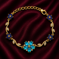 18K Blue Floral Crystal Bracelet