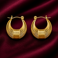 18K Vintage Ribbed Hoop Earrings