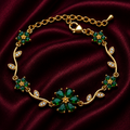 18K Emerald Floral Crystal Bracelet