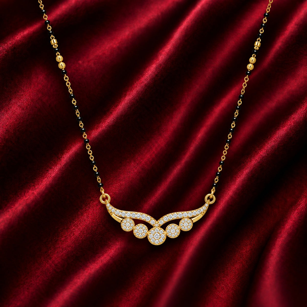 18K Gold Tone Royal Floral Drop Mangalsutra