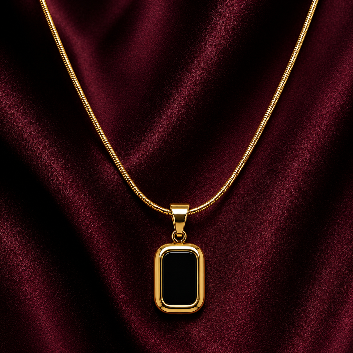 18K Gold Plated Black Onyx Necklace