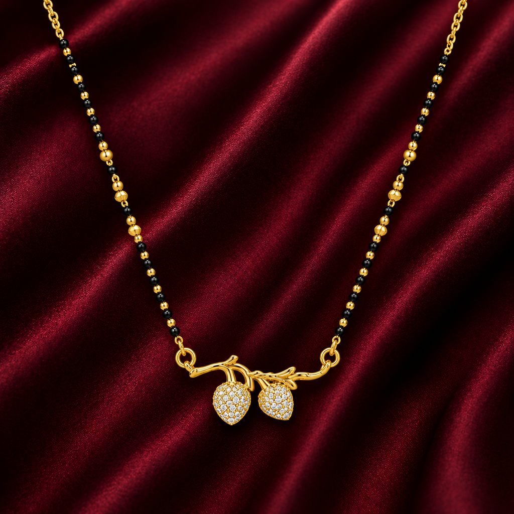 18K Gold Tone Anti-Tarnish Pear-Shaped Pendant Mangalsutra