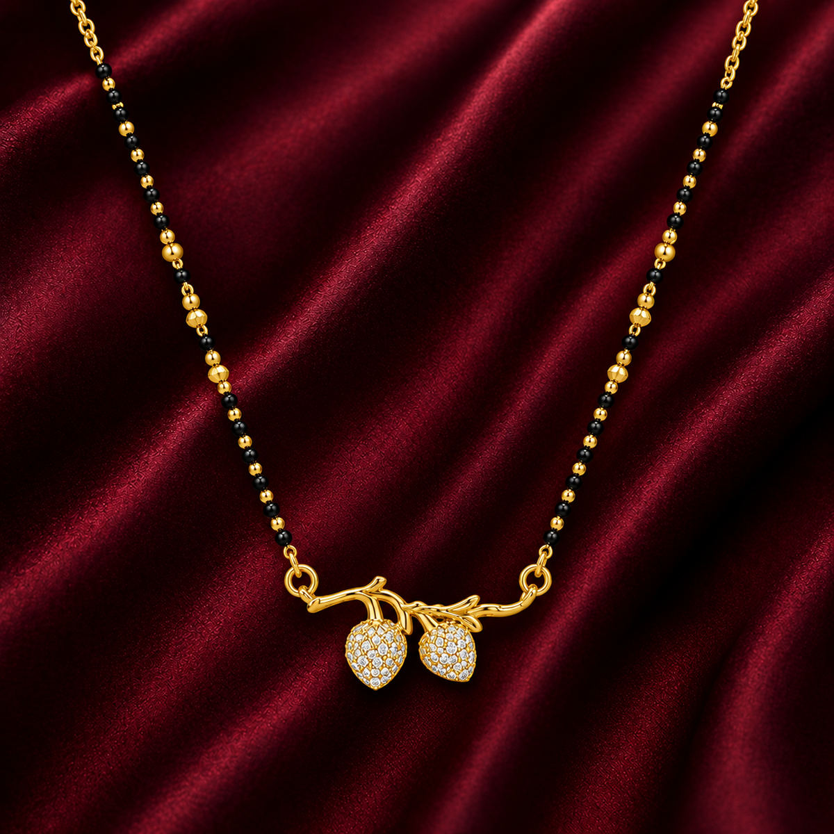 18K Gold Tone Anti-Tarnish Pear-Shaped Pendant Mangalsutra