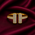 18K Double Bar Crystal Open Ring