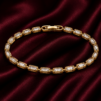 18K Emerald-Cut Crystal Tennis Bracelet