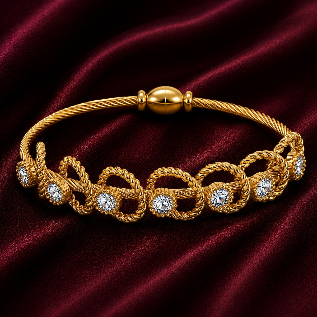 18K Crystal Rope Cable Bracelet