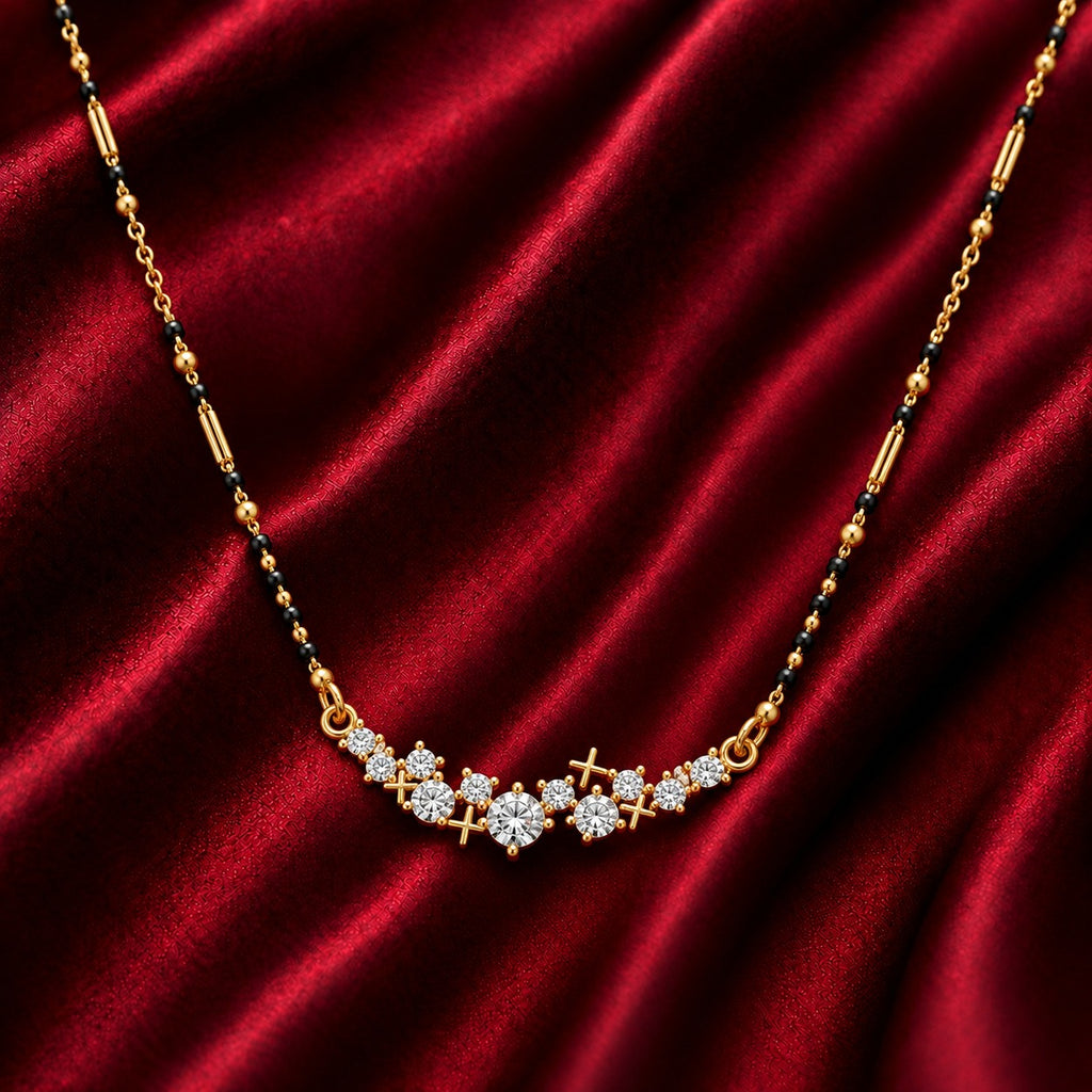 18K Gold Tone Elegant Crystal Mangalsutra