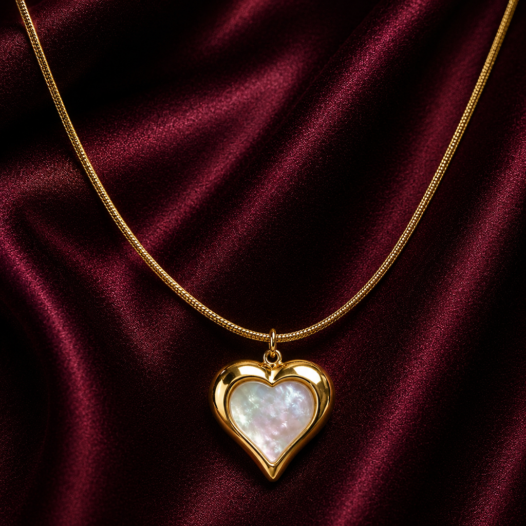 18K Pearl Heart Necklace