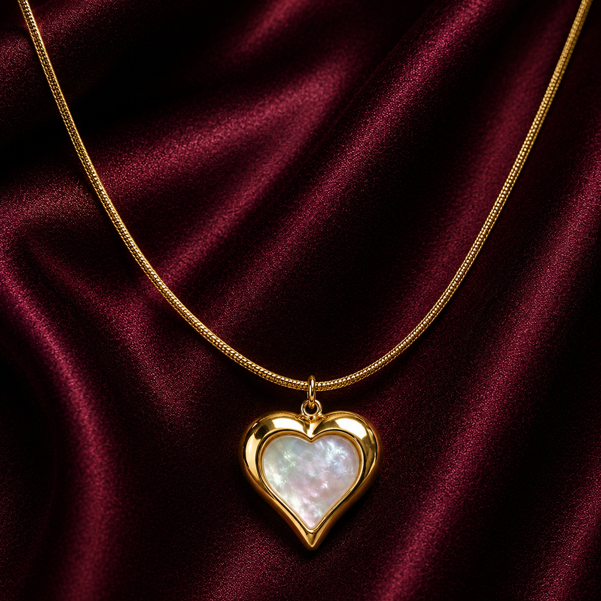 18K Pearl Heart Necklace