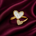 18K Mother of Pearl Double Heart Adjustable Ring