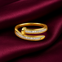 18K Baguette Crystal Wrap Adjustable Ring