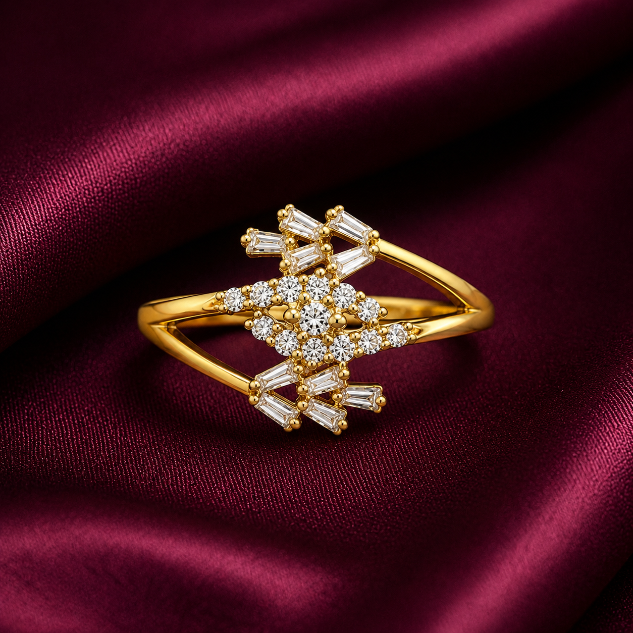 18K Crystal Burst Adjustable Statement Ring