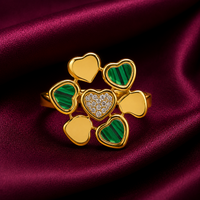 18K Malachite Clover Heart Statement Ring