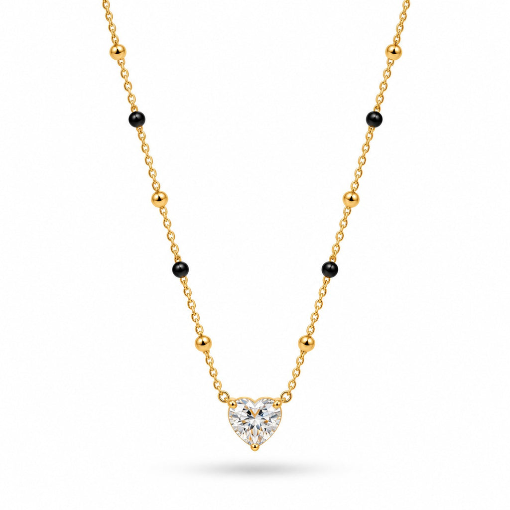 18K Gold Tone Anti-Tarnish Heart Solitaire Mangalsutra for Women