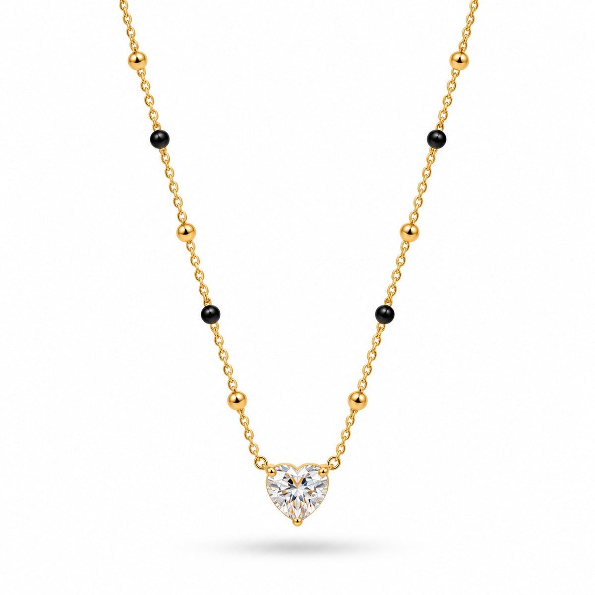 18K Gold Tone Anti-Tarnish Heart Solitaire Mangalsutra for Women