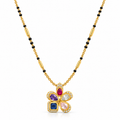 18K Gold Tone Multicolor Floral Gemstone Mangalsutra