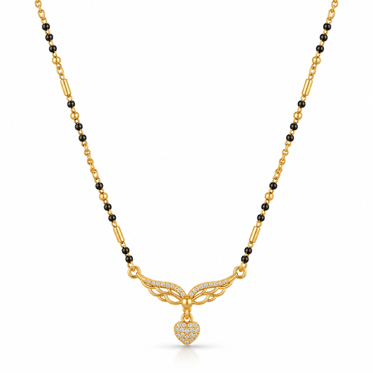 18K Gold Tone Elegant Wing Pendant Mangalsutra