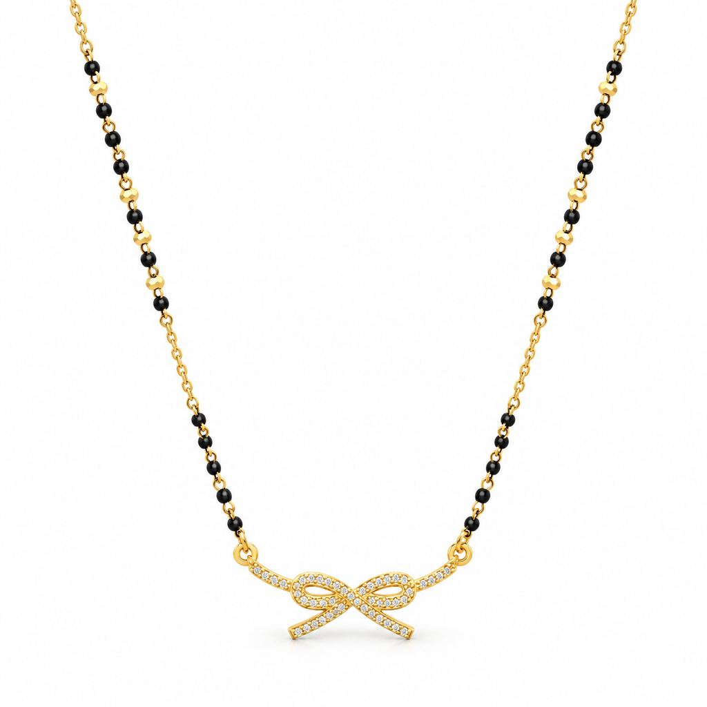 18K Gold Tone Infinity Bow Mangalsutra