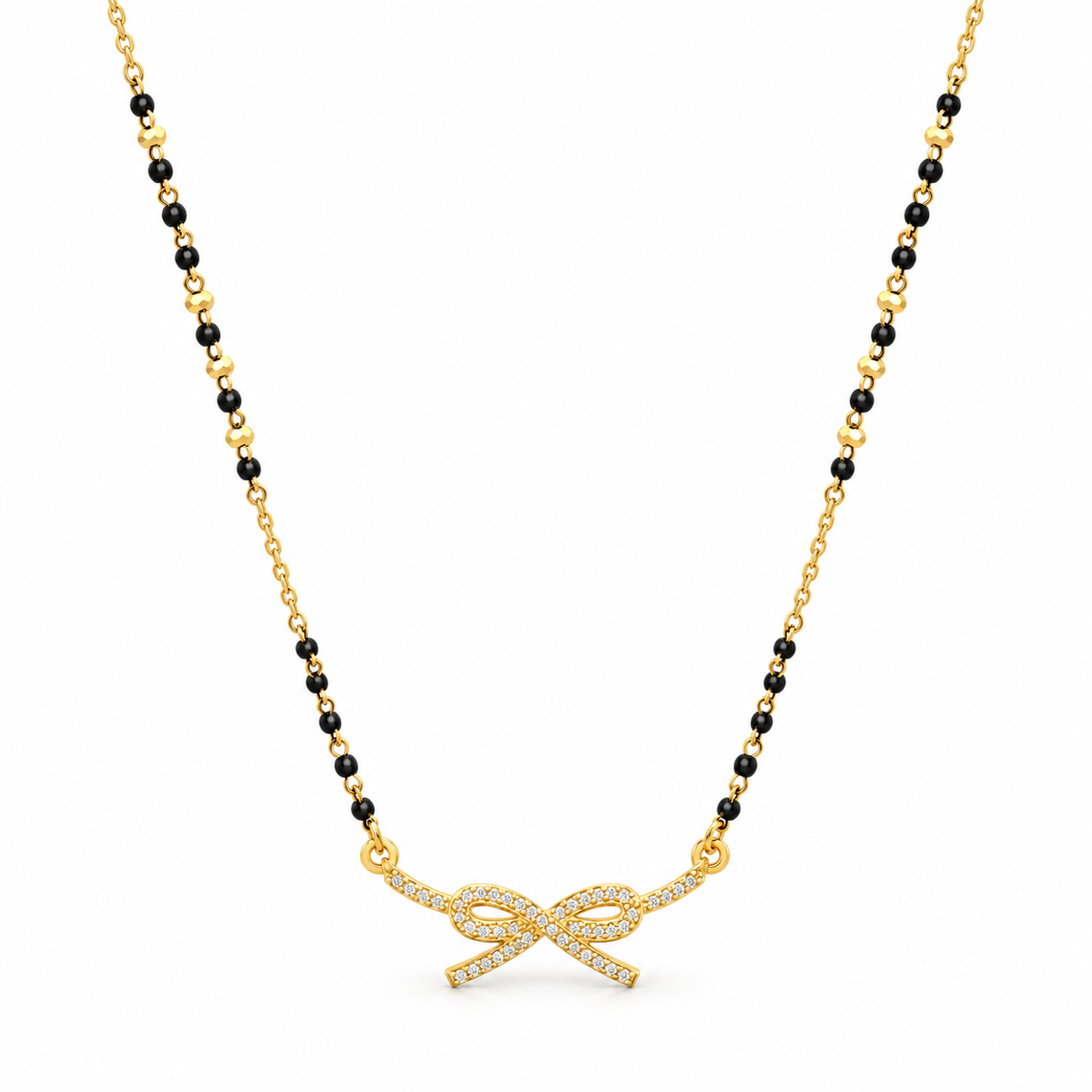 18K Gold Tone Infinity Bow Mangalsutra