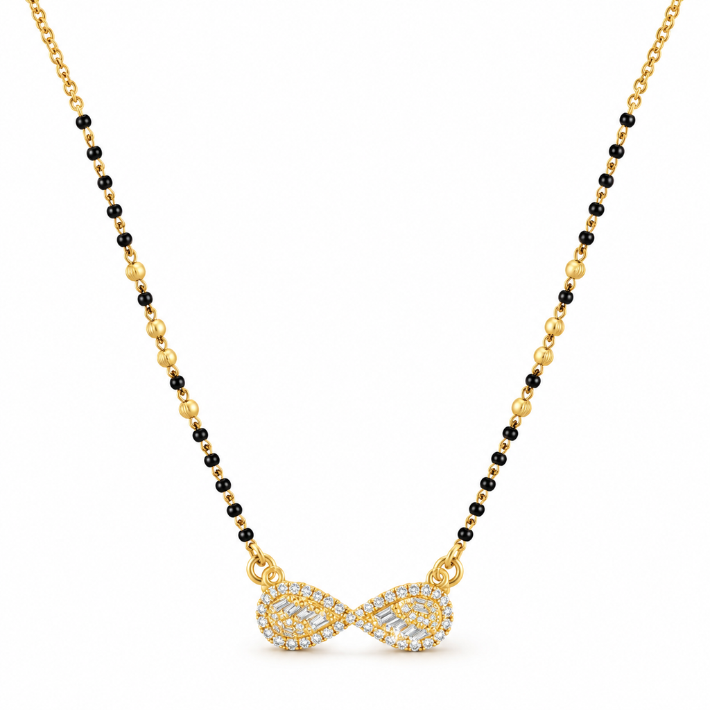 18K Gold Tone Anti-Tarnish Infinity Bow Pendant Mangalsutra