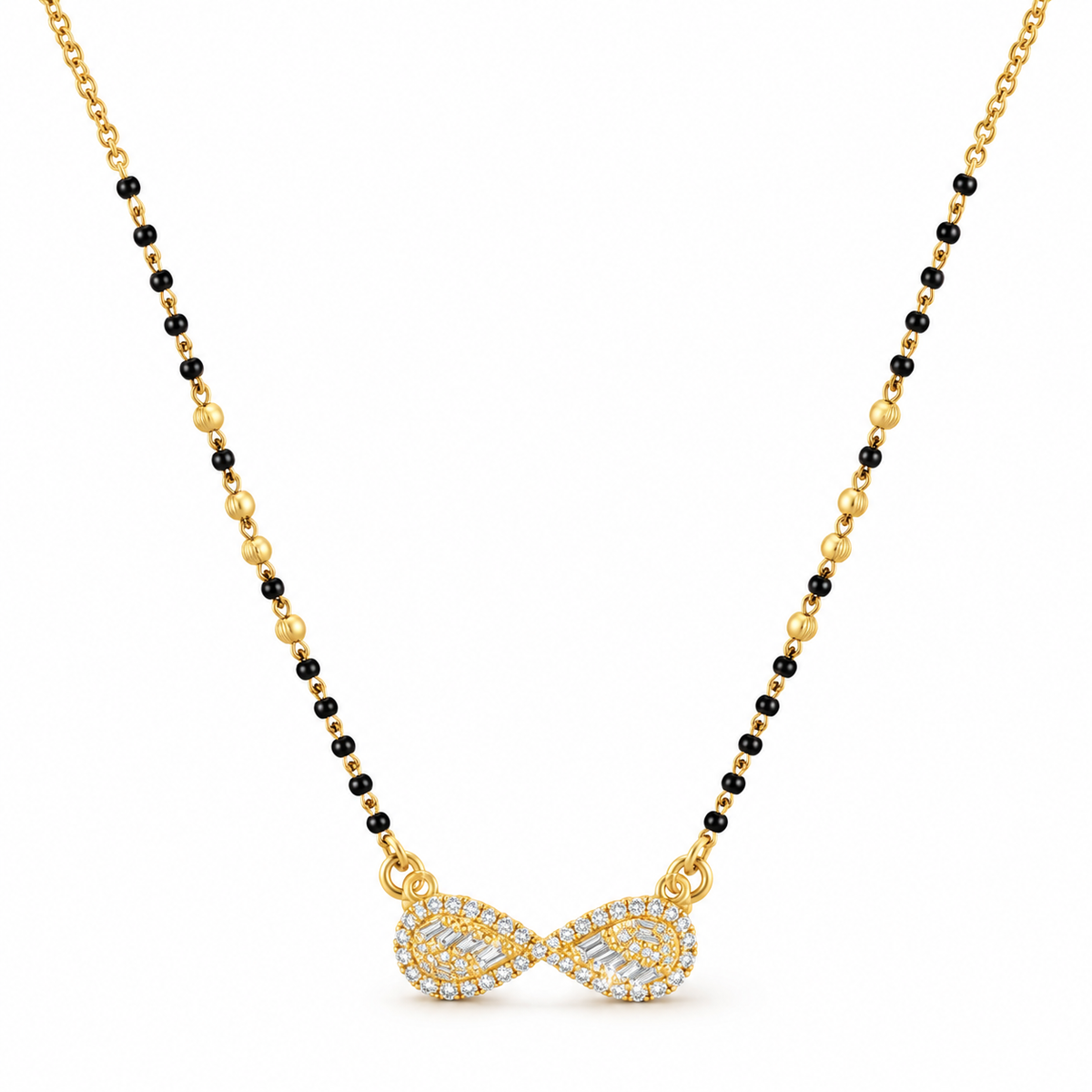 18K Gold Tone Anti-Tarnish Infinity Bow Pendant Mangalsutra