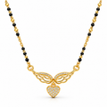 18K Gold Tone Anti-Tarnish Wing Heart Pendant Mangalsutra