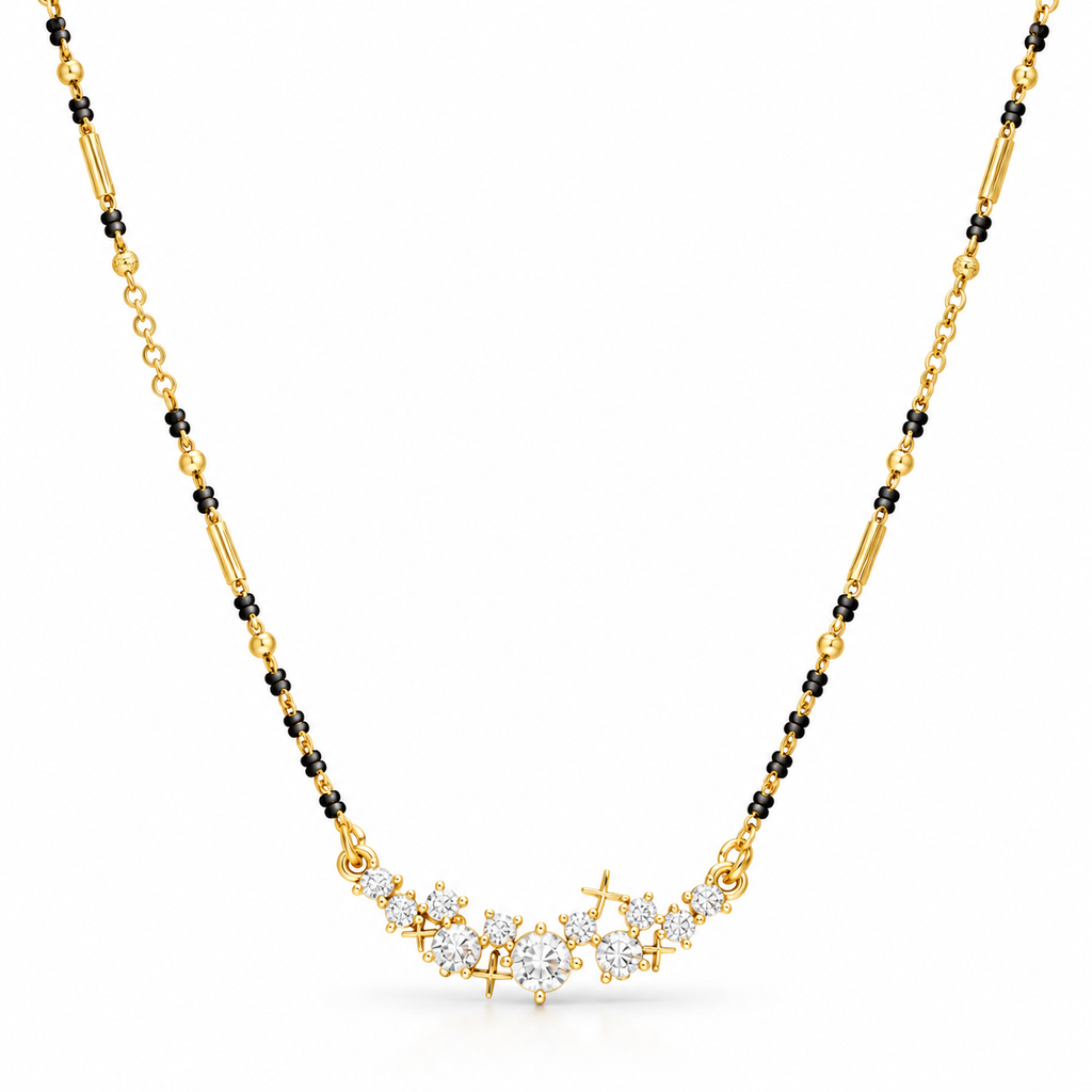 18K Gold Tone Elegant Crystal Mangalsutra