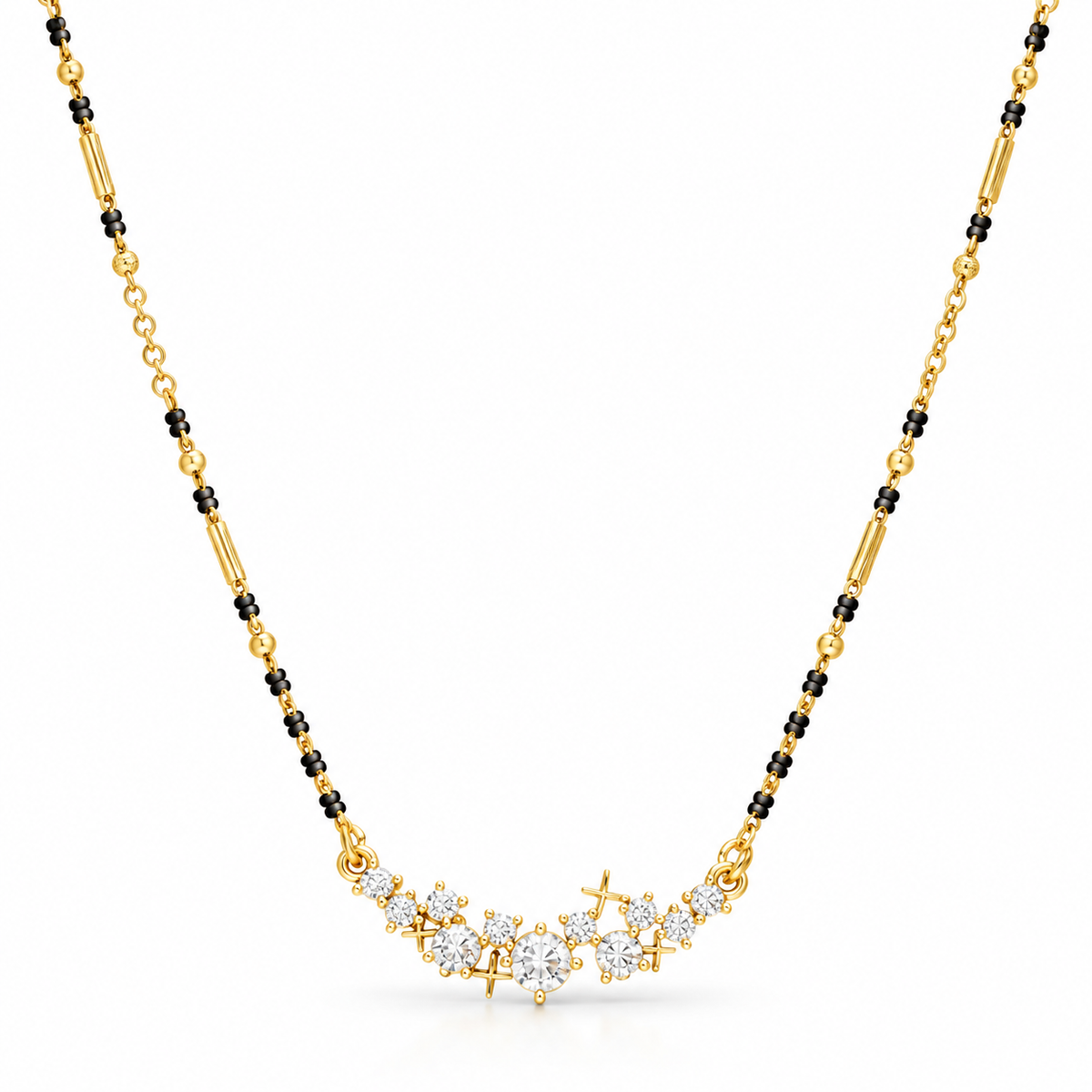 18K Gold Tone Elegant Crystal Mangalsutra