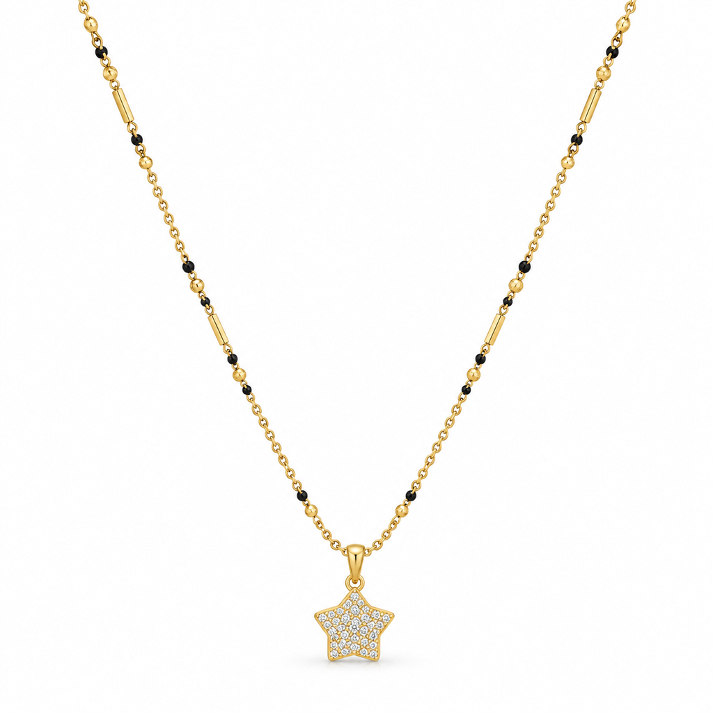 18K Gold Tone Anti-Tarnish Star Pendant Mangalsutra