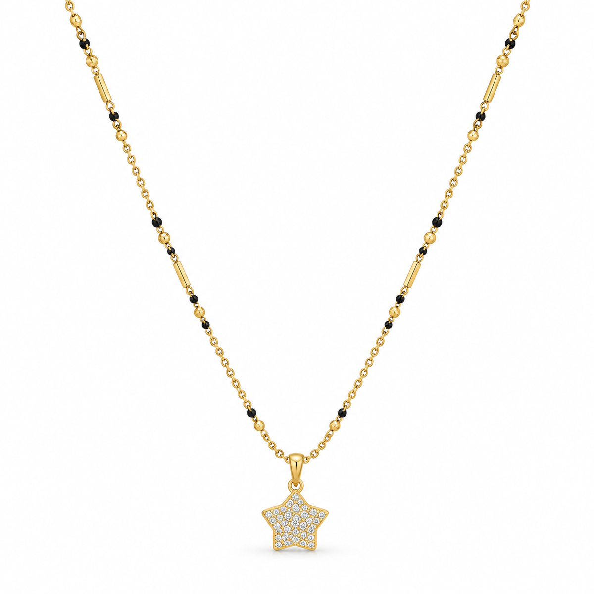 18K Gold Tone Anti-Tarnish Star Pendant Mangalsutra