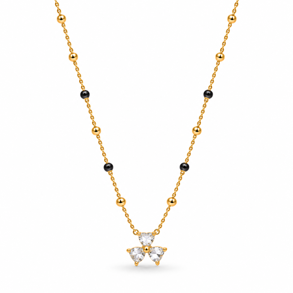 18K Gold Tone Anti-Tarnish Trefoil Heart Mangalsutra for Women